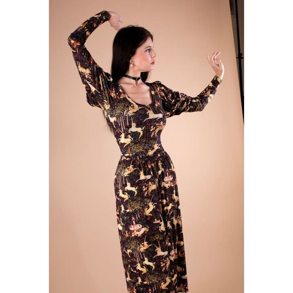 NWT Samantha Pleet Regal Midi in Midnight Tapestry Print Jersey Dress L - Picture 10 of 13